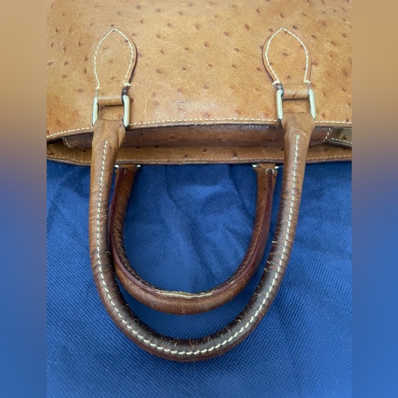 Dooney & Bourke Brown Ostrich Square Shopper Barlow Handbag with Snap Closure - Picture 6 of 15